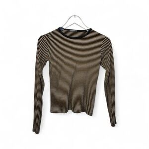 Brandy Melville Black and Tan Striped Top